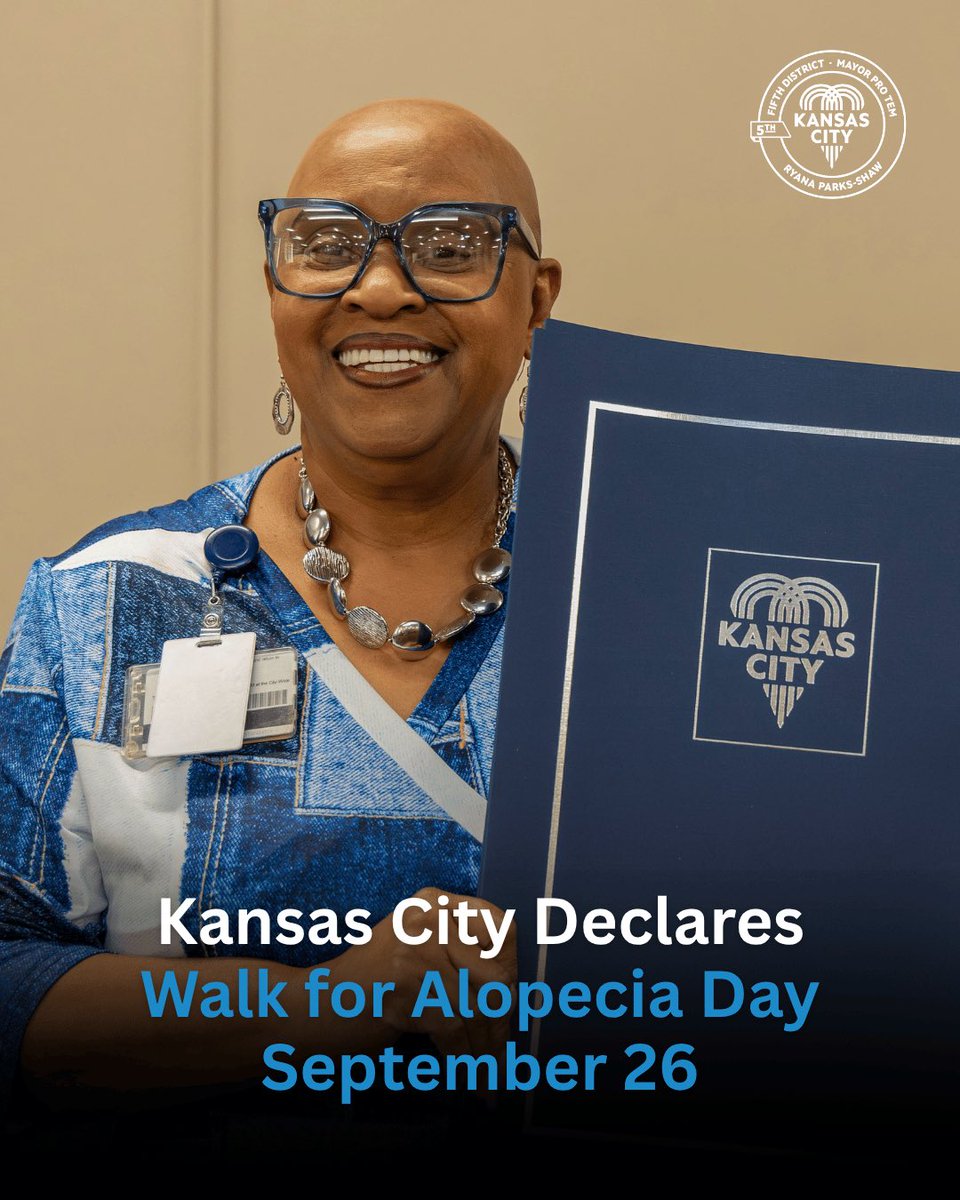 ryanapshaw's tweet photo. September 26 was officially recognized as Walk for Alopecia Day in Kansas City, followed by KC's first Walk for Alopecia at MLK Jr. Park. 

Thank you to Lela Williams and everyone who came together to raise awareness and support our Alopecia community. https://t.co/vNhYQewMWP