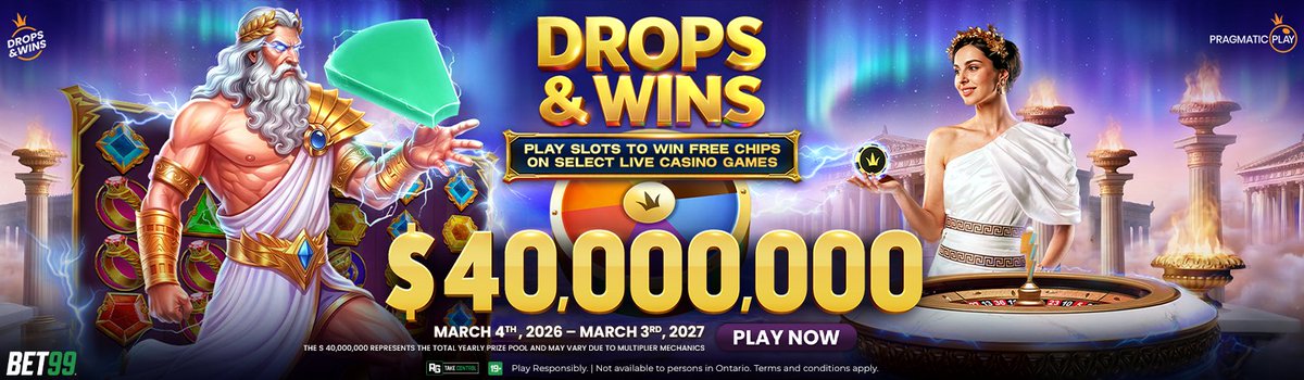 BET99SLOTS's tweet photo. Drops &amp; Wins 2026 is live 🎰

Take part in 7 Daily Tournaments every week and collect Weekly Wheel Drops throughout the promotion

Running from March 4, 2026 to March 3, 2027

Available at @BET99Sportsbook 📲 https://t.co/liRhNGGZY5
