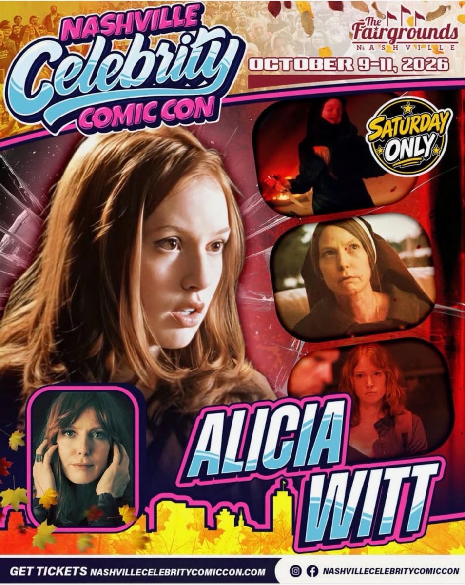 aliciawitty's tweet photo. what fun this will be! see you in Nashville this saturday - one day only. 
photo ops and autographs. come by my table and say hello!  
you can get your ticket on their website. https://t.co/fjdNiQjZNO

@nashcelebcon #longlegs #thewalkingdead #dune #urbanlegend https://t.co/5S1yf5EF3H