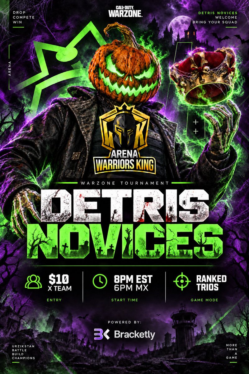rynwark's tweet photo. 🎃TOURNEY - DETRIS/NOVICES🎃

📅 | Miércoles, Octubre 07th
⏰ | 8pm EST / 6pm MX
🏆 | MP: 120PTS
💵 | Entry fee: $10 x Trio 

admin: @Elwakatv @rynwark @Z__RippeR @SairaFl18367130 
sponsors: @AstralTweaks_ @esempty_  
comment “form” if you want a spot. https://t.co/vUSB6sXIrW
