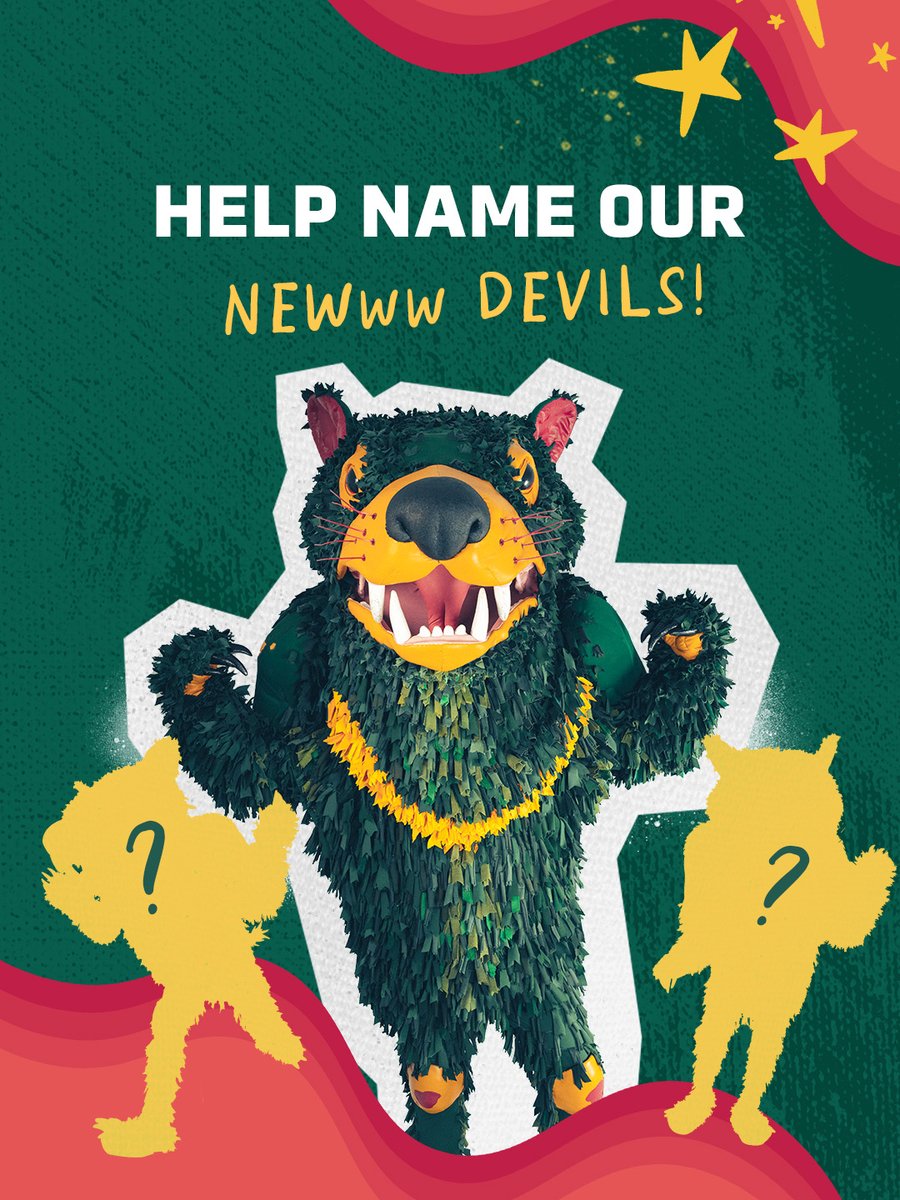 FC_Tasmania's tweet photo. Rum’un’s getting some new mates… 

Two new Devils are joining the family, and we want your help to name them.

We’re looking for names inspired by our places, people, stories and everything that makes our island unique.

Help name our new Devils: https://t.co/fPUo4lyoiU

Entries close this Friday at 6pm.