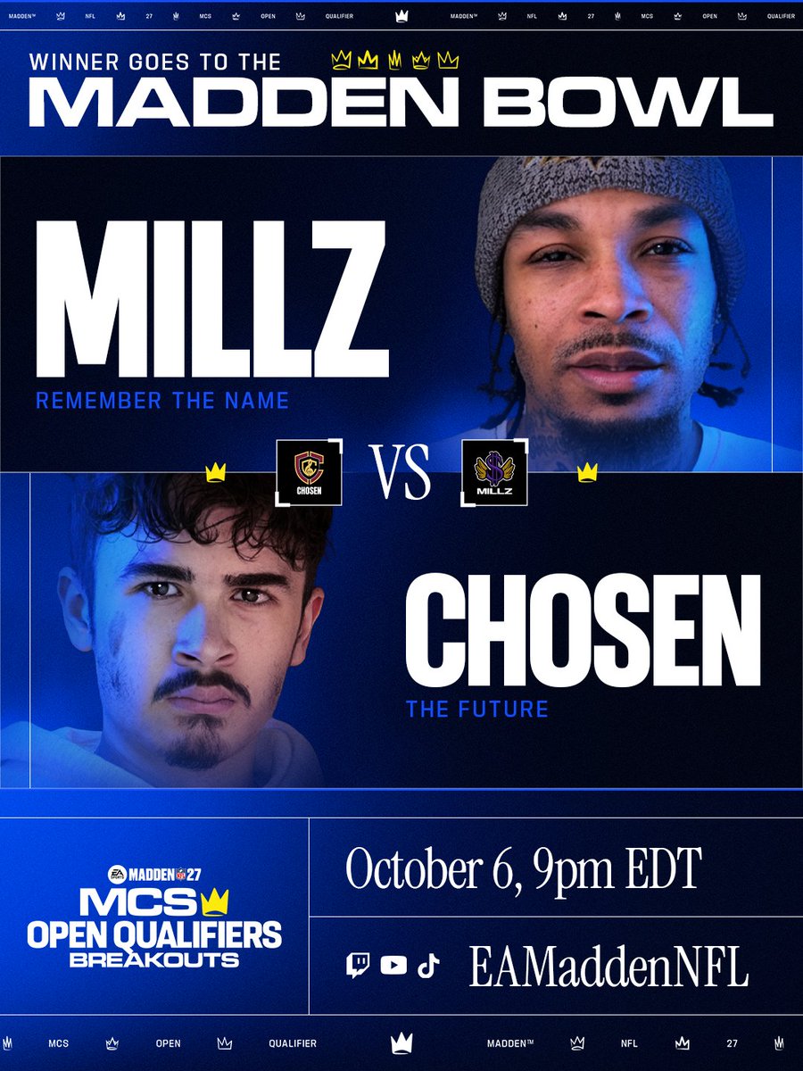 EAMaddenNFL_MCS's tweet photo. BREAKOUTS HEADLINERS 🥊👀

Catch these heavyweight matchups TONIGHT during the #MCS27 Pro League!