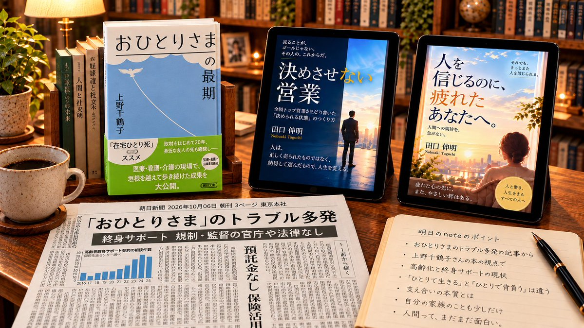 NobuakiTaguchi's tweet photo. いつか私も、誰かの手を借りる日が来る。
でも、支えられることは、
人としての価値が小さくなることではない。
ひとりで生きることと、
ひとりで背負うことは違う。
支える日も、支えられる日もある。
その往復が、人生なのだと思う。
#田口伸明 #おひとりさま #生き方
人間って、まだまだ面白い。 https://t.co/Moi4gEEIVm