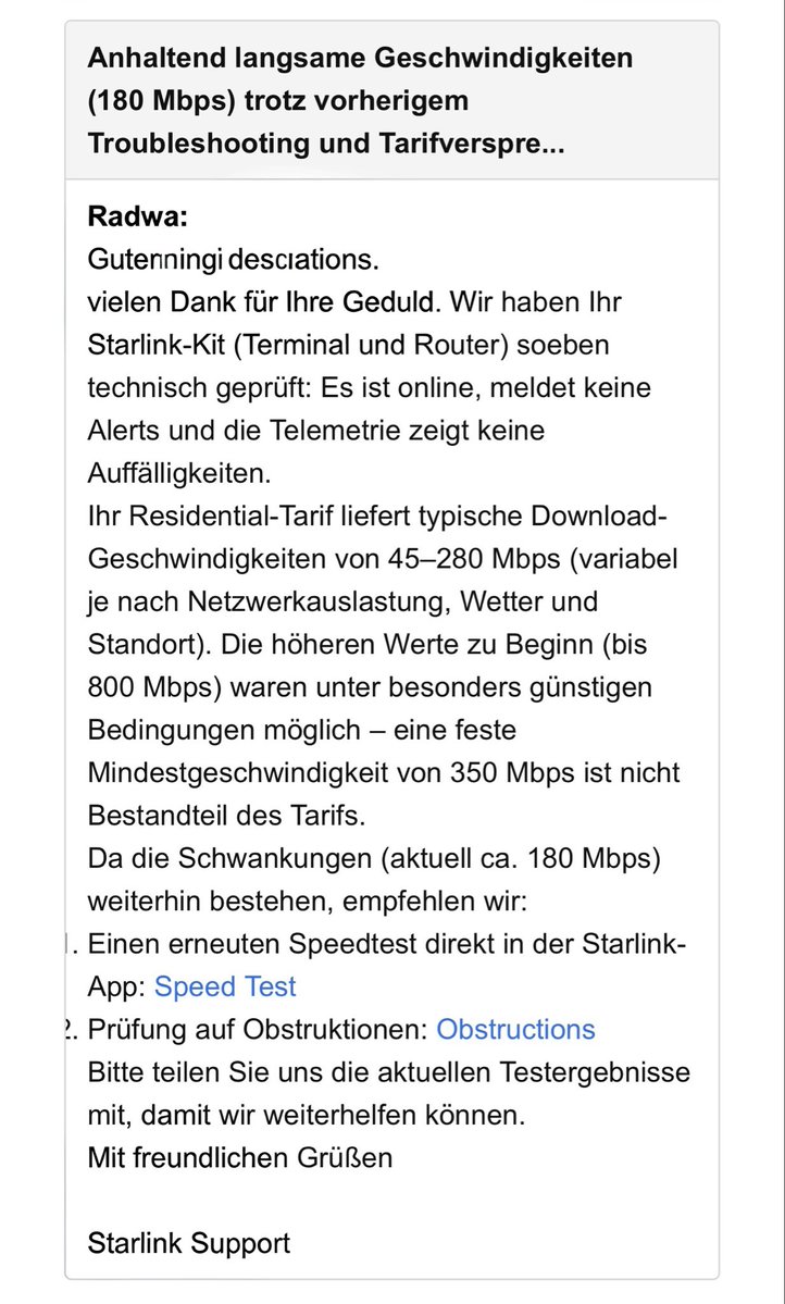FELZ783298's tweet photo. Ich kann #Starlink leider nicht empfehlen. Mir wurde ein #Tarif für 12 Monate zu festen Konditionen zugesagt. Nach gerade einmal 6 Monaten gelten diese Konditionen plötzlich nicht mehr. Für mich ist das #unzuverlässig und #enttäuschend. https://t.co/z8ScYIiFew