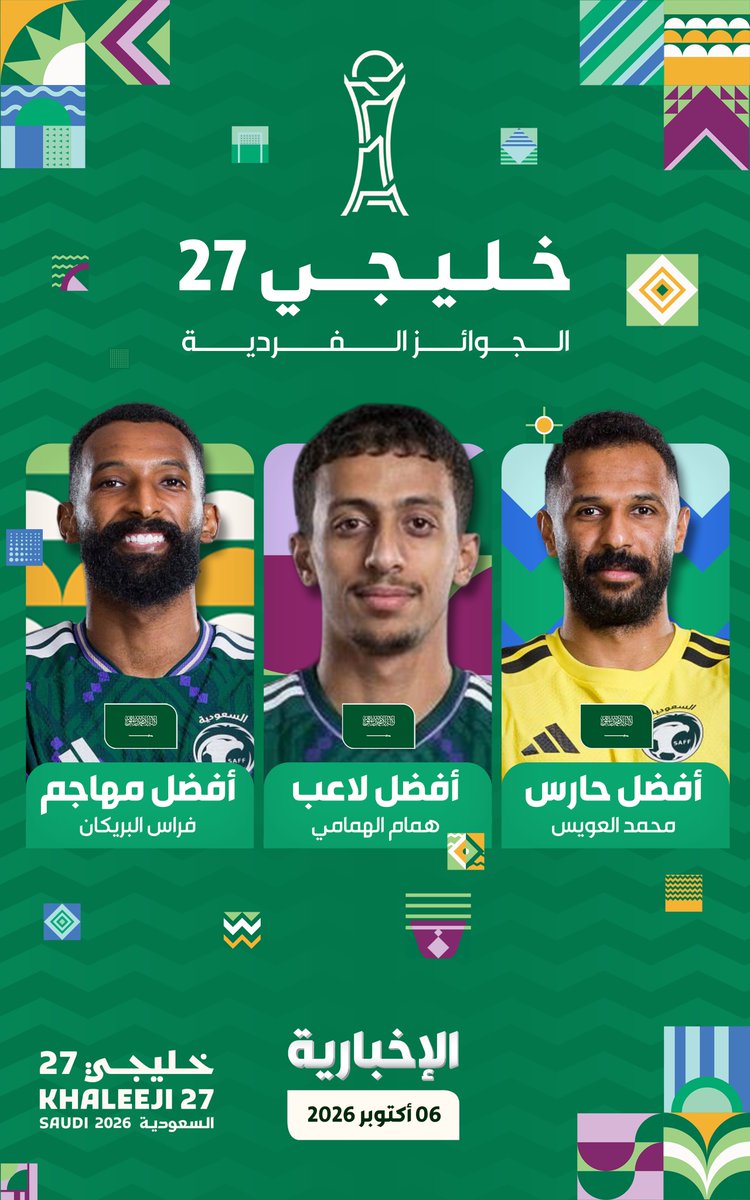 alekhbariyaSPO's tweet photo. #إنفوغرافيك_الإخبارية | سيطرة سعودية 🇸🇦 على الجوائز الفر��ية لبطولة #خليجي_27 🏆

#خليجي_27 | #السعودية_الإمارات
 #معاك_يالأخضر | #الإخبارية_رياضة https://t.co/OmbUpYJVL8