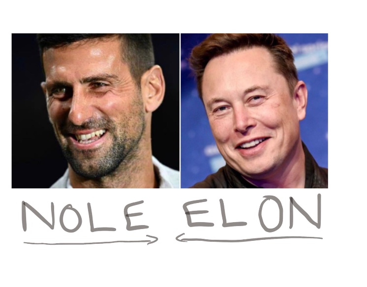 DjokovicFan_'s tweet photo. Elon Musk has congratulated Novak Djokovic for winning the China Open. 🙌🏻

Fun fact: Nole is Elon spelled backwards. 😲 https://t.co/DubXtLJBl5