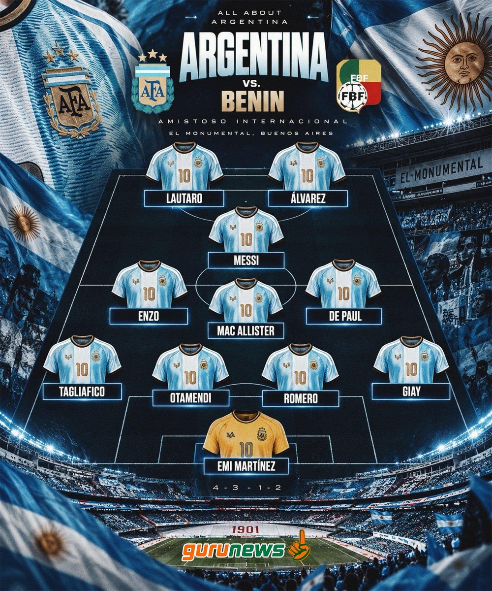 bonatocap's tweet photo. 🚨 OFICIAL: Argentina escalada e Messi fará seu último jogo com a camisa da Argentina hoje contra Benin 🐐🇦🇷

#Argentina #Messi #MessiForever #Messi10 https://t.co/36eBIDZWHa