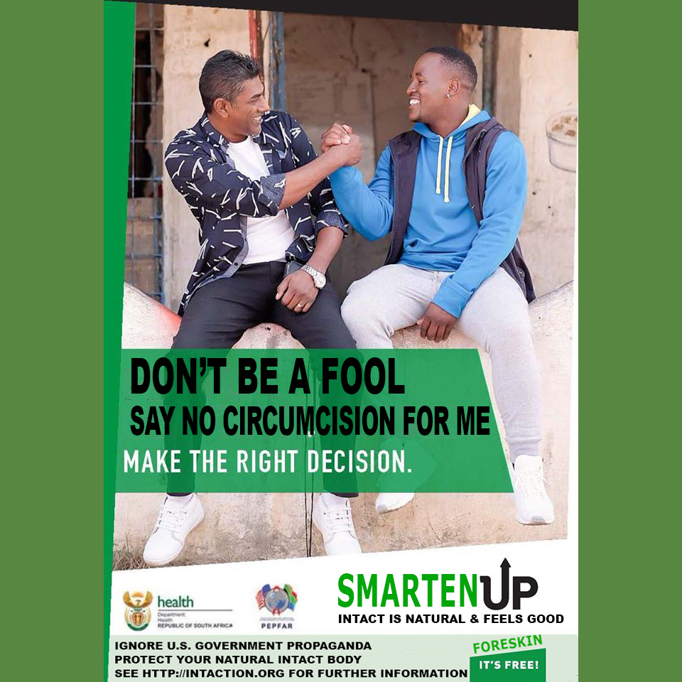 Intaction1's tweet photo. Don't be a fool and lose your foreskin! Circumcision does not prevent HIV. Don't fall for US government propaganda. @cdc @pepfar @usaids @gatesfoundation #healthZA #vmmc #foreskin #circumcision #i2 #sexy #penis #genitalmutilation https://t.co/TMAefS6OcL