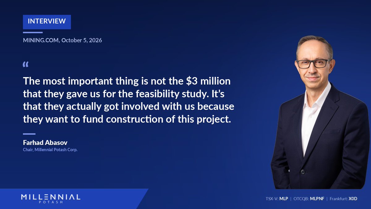 MLPotash's tweet photo. The $3 million was never the story.

"They actually got involved with us because they want to fund construction of this project."

Farhad Abasov to @mining on the @DFCgov, after 14 months of diligence spanning two administrations.

🔗https://t.co/Nxq9lVkqP9

$MLPNF $MLP.NE https://t.co/zRzRROiAs6