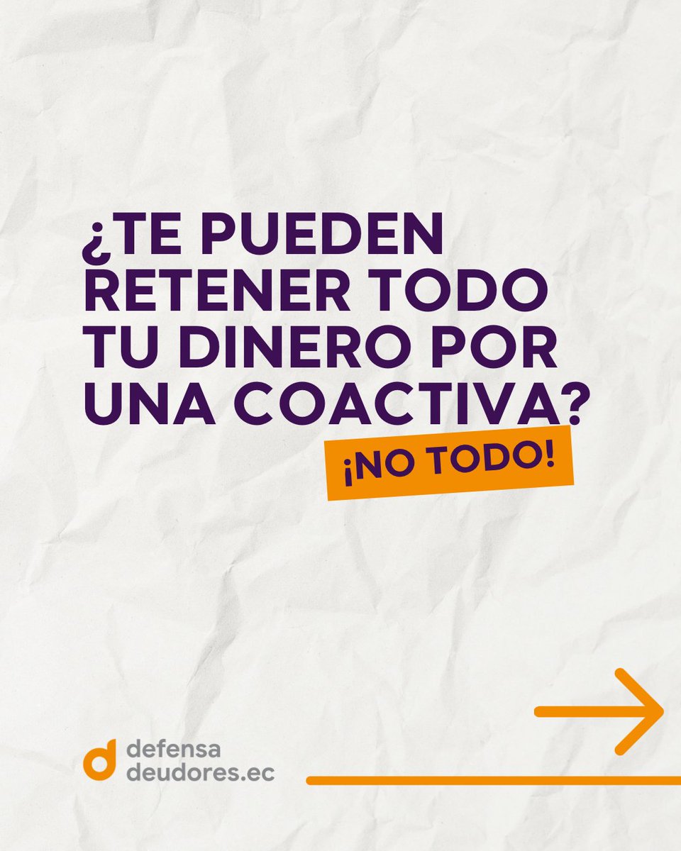 DefensaDeudorEc's tweet photo. ⚖️ ¿Tienes una coactiva y te retuvieron dinero de tu cuenta? No todo el dinero puede ser retenido.

La ley protege determinados ingresos,  por eso, es importante revisar qué dinero fue retenido y bajo qué condiciones.

Revisa tu caso y conoce si ese dinero estaba protegido. https://t.co/SF6FwJkJ2K