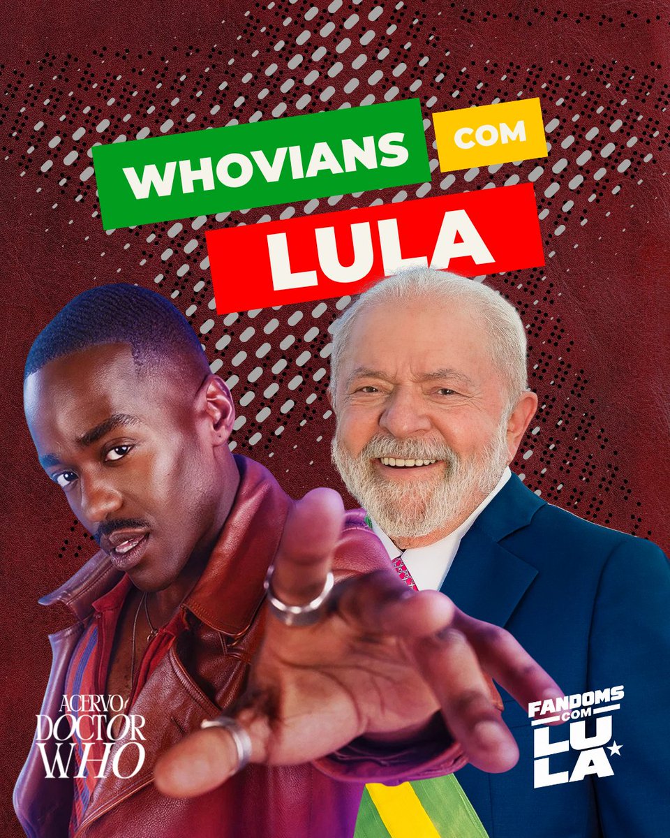 acervodoctorwho's tweet photo. 📢 CHAMANDO TODOS OS WHOVIANS!

É hora de mostrar nossa força. Cada postagem, cada compartilhamento, cada voz, vamos juntos ocupar as redes e espalhar nossa mensagem de esperança.

#FandomsComLula !!! SEGUNDO TURNO É LULA !!! https://t.co/DGNq3RGN2n