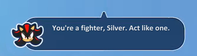 PrettyFluffyBoy's tweet photo. Silver and Shadow have similar methods of encouraging each other. They both aggressively remind the other who they are, saying they should be too tough to let themselves fall short of strength they see in each other.

It shows a mutual respect, even with the harsh phrasing. https://t.co/TR1bneIUba