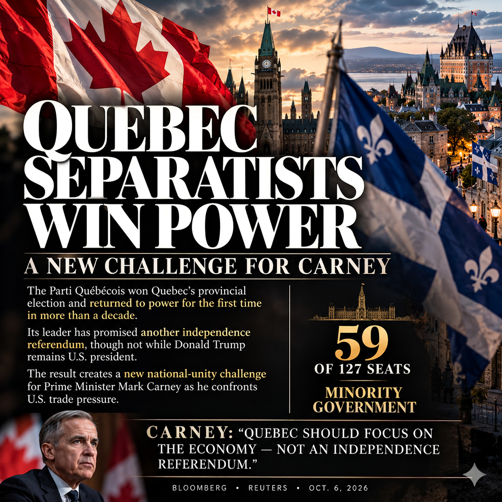 MerandaDevan's tweet photo. 🇨🇦QUEBEC SEPARATISTS ARE BACK IN POWER

The party wants another chance to ask Quebec voters if they want to leave Canada.

The Parti Québécois has promised  it would not happen while Donald Trump is president.

Now Mark Carney faces a new battle: keeping Canada united. https://t.co/P6OjqCERZq