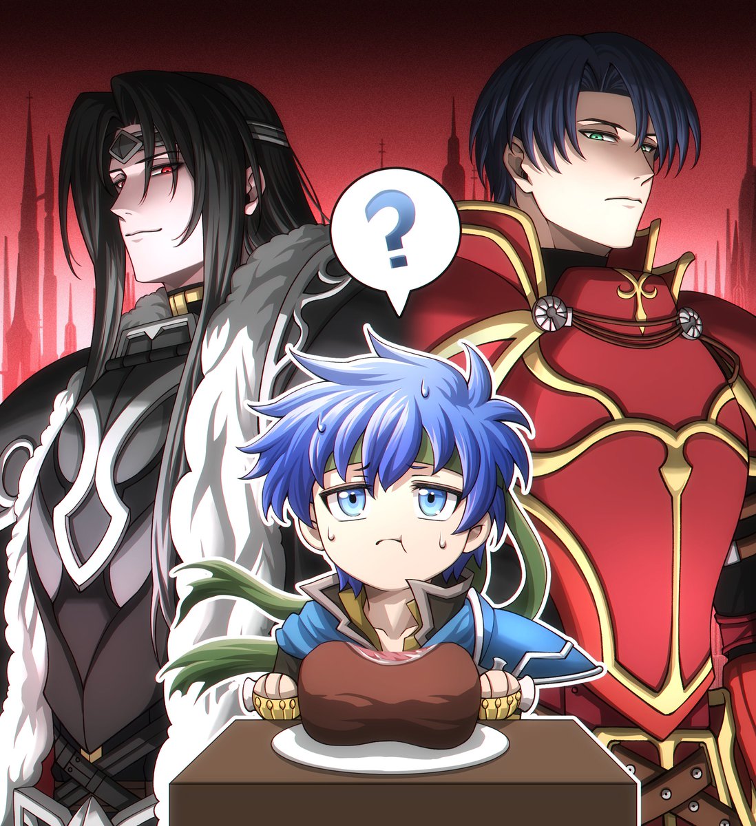 Tellius_Forever's tweet photo. 【Prince Soren AU】
 ——General Ike is deeply "cherished" by Dark Branded
Ike：Wait, I always feel... that someone is watching me...😥 https://t.co/jwDoHacJZx