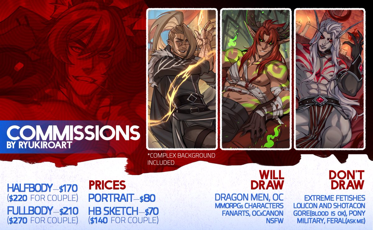 Ryukiroart's tweet photo. Hiya! I'm open for comms 
4 slots only 
Please DM me if interested!🥰 https://t.co/Ky9acZS9Te