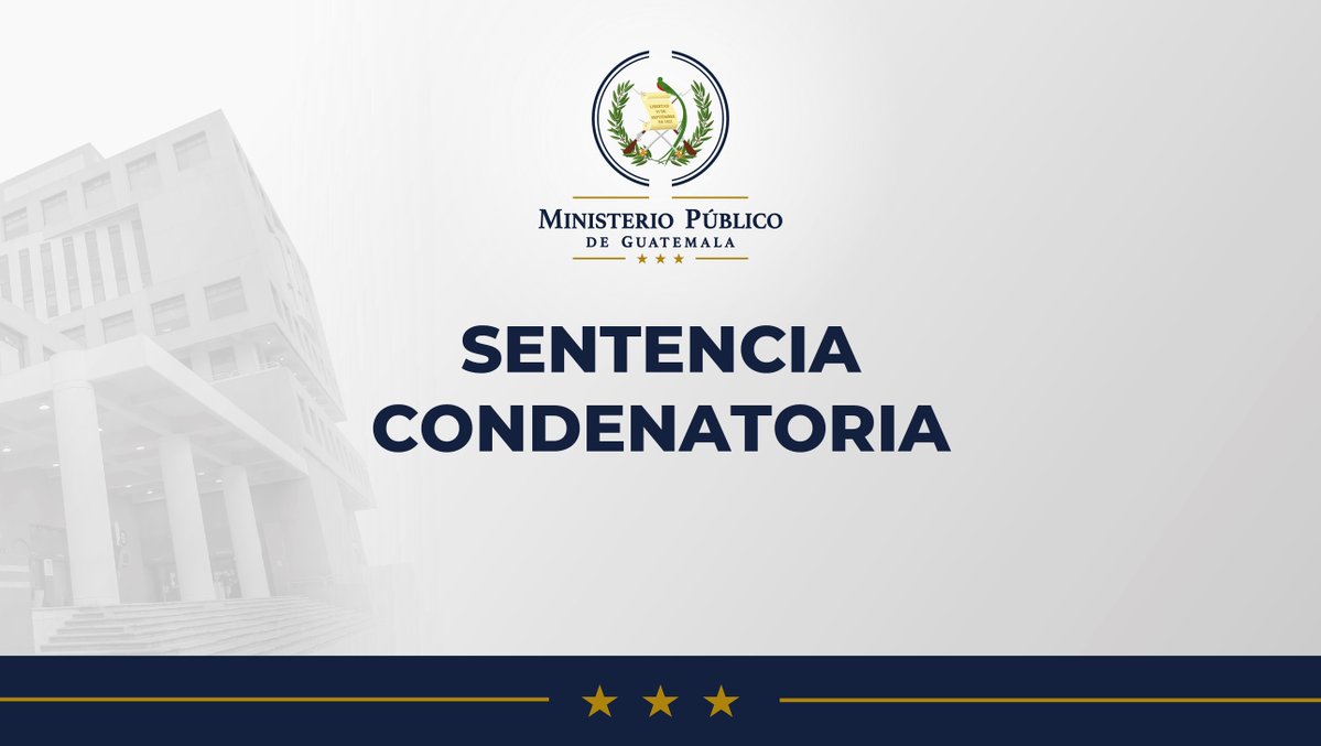 MPguatemala's tweet photo. ⚖️ Sentencia condenatoria 
El Ministerio Público logró que el Tribunal Décimo de Sentencia Penal de Guatemala dicte sentencia condenatoria a Edgar L. por los delitos de estafa propia en forma continuada y lavado de dinero. 

Se le impuso 9 años de prisión y multa de Q25 mil por el primer delito y de Q978 mil por el segundo. Además, deberá publicar la sentencia en dos diarios de mayor circulación. 

Según la evidencia el sindicado haciéndose pasar por representante de una ONG inexistente y con supuestos fondos de inversión extranjera, propuso a dos entidades mercantiles la construcción de la Plaza Comercial en el Municipio de San José Poaquil y del Mercado Municipal del municipio de Parramos, ambos municipios en el departamento de Chimaltenango. 

Para que les fueran adjudicados los proyectos la primera entidad mercantil pagó Q384,450.00 que asciende al 1.65% del total de la obra; mientras que la segunda pagó Q594,639.51 que representaba el 2% del total, luego del pago, las entidades comprobaron la inexistencia de los proyectos.