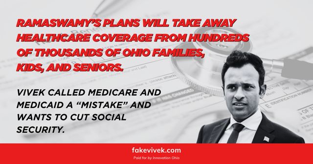 OhioNeighborNet's tweet photo. #VivekRamaswamy will rip away healthcare coverage to give billionaires like himself more tax breaks.
#FakeVivek
https://t.co/XKeA4o8Cst https://t.co/lUm0JQcaVU
