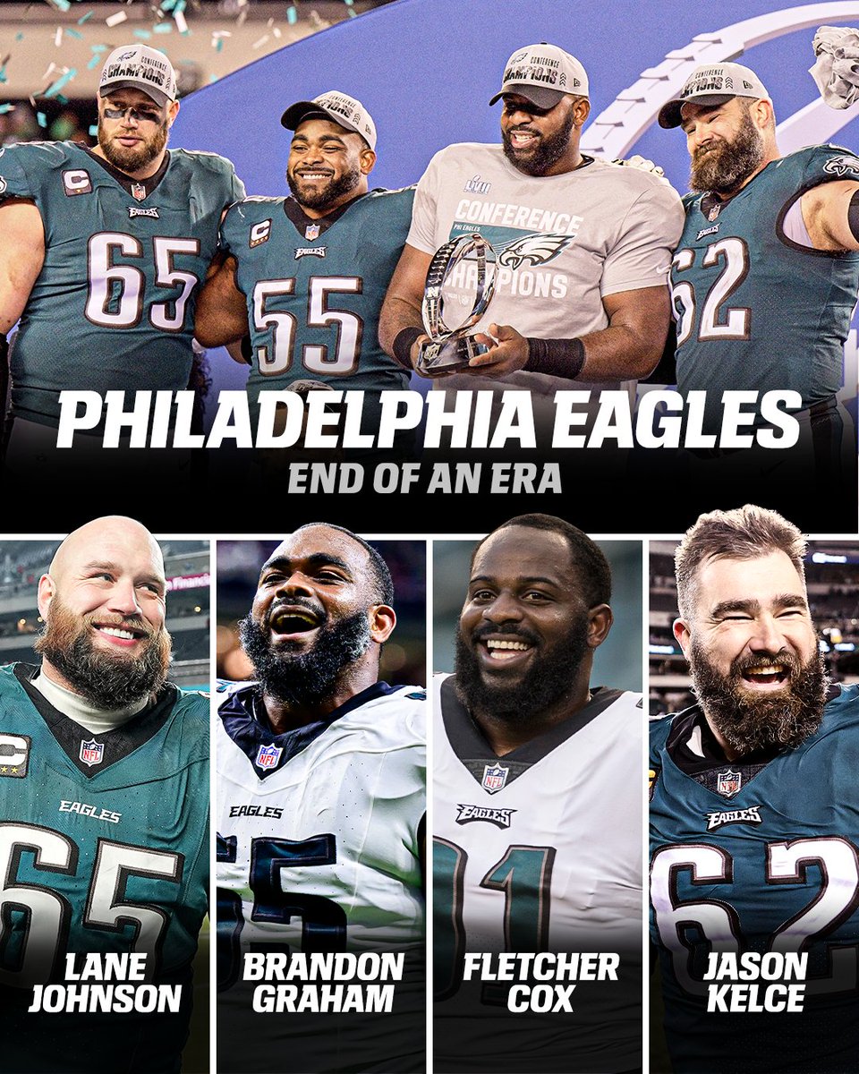 espn's tweet photo. With Lane Johnson announcing his retirement, another core piece of the Eagles' championship roster is now gone 💔 https://t.co/E3nZaQnW83