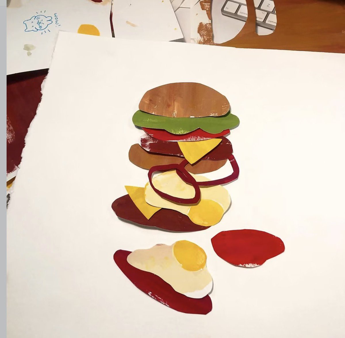 liliuhms's tweet photo. construction paper piggies and burger! https://t.co/uk1izPwMld