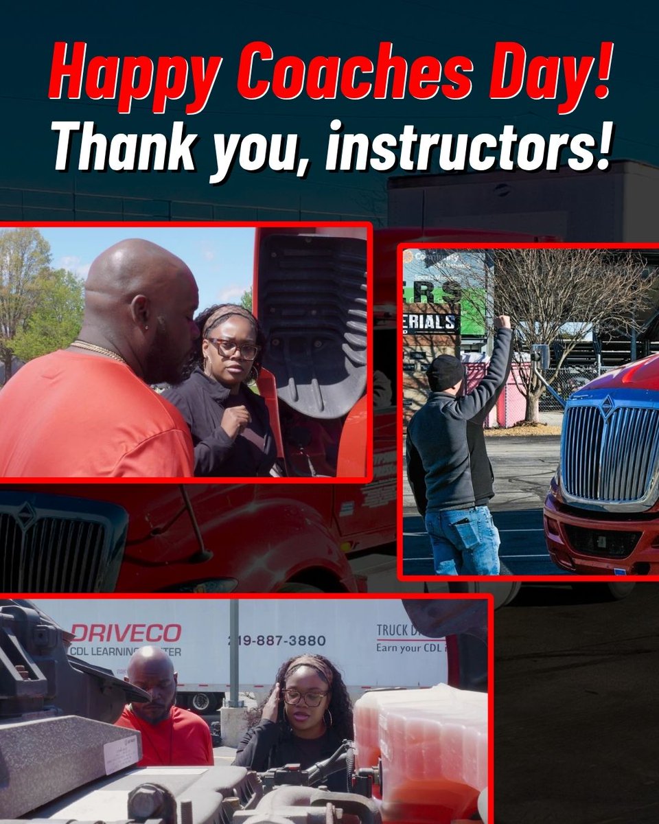 DriveCoCDL's tweet photo. Quarterbacks have a coach on the sideline, and our CDL students have one in the passenger seat: happy National Coaches Day to our instructors! https://t.co/7a9gYiwbfI