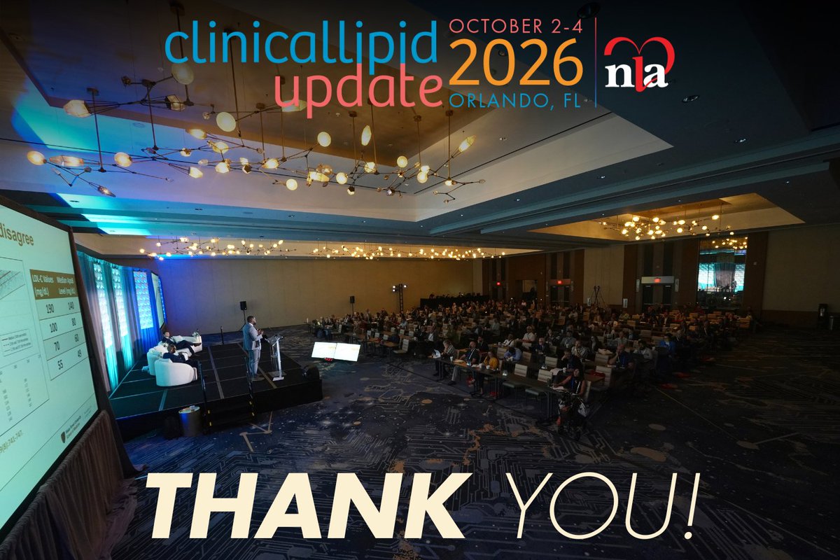 nationallipid's tweet photo. #NLAFall 2026 is a wrap, and all we can say is thank you.π«Ά
To our attendees: Thank you for showing up for your patients this weekend. The commitment this community brings to staying current, asking hard questions, and improving care is what makes this meeting matter.
To our speakers: Your expertise, dedication, and willingness to share your time with this field does not go unnoticed. The impact of your work extends far beyond any single meeting room.
To our exhibitors: Thank you for creating an engaging, educational environment throughout the weekend. Your partnership is an essential part of advancing lipidology forward.
We're proud to share that #NLAFall 2026 attendance surpassed last year's numbers, a reflection of this field's continued momentum and commitment to better patient outcomes. We're already looking forward to the next one!
Save the date: #NLASessions 2027
Registration opens November 1.
ποΈ June 17β20, 2027
π¨ Omni Nashville | Nashville, TN
#Lipidology #CardiometabolicHealth #PreventiveCardiology