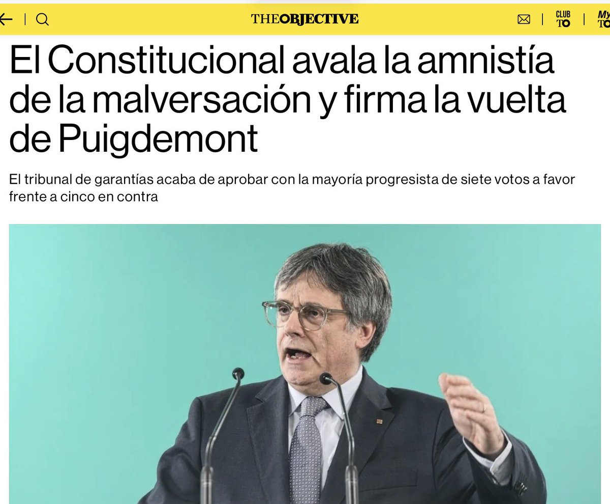 FernandoFGR1's tweet photo. SEÑORES DEL SUPREMO: ¿PARA CUÁNDO LA QUERELLA CONTRA PUMPIDO? Porque lo ha vuelto a hacer, se ha defecado en la sentencia del Supremo contra amnistiar la MALVERSACION y la ha dado la vuelta hasta imponer su criterio de admitir dicha Amnistía. 5 Magistrados del TC han votado en contra, indignados. 

Puigdemont queda libre. Y el TC vuelve a usurpar las funciones de Tribunal de Instancia, propias y exclusivas del Supremo. 

Y yo me pregunto: ¿por qué lo admiten? Por qué consiente que un órgano político, ajeno al Poder Judicial, modifique e incluso anule las sentencias de la máxima instancia judicial española?

En recientes sentencias del TC sobre los ERE y sobre el PROCÉS, que modificaron las sentencias del Supremo, ya avisó el TS al TC que plantearían un conflicto institucional y prepararían querellas por PREVARICACIÓN. 

Señores del Supremo y del CGPJ. Señora Presidente: Pumpido os abofetea en la jeta una y otra vez. Quizá sea el momento de responder al escarnio y meterle una QUERELLA DE INFARTO. 
Sería el colofón a una carrera instalada en el delito, la TRAICION a España y el servicio irredento a los enemigos de la ley.