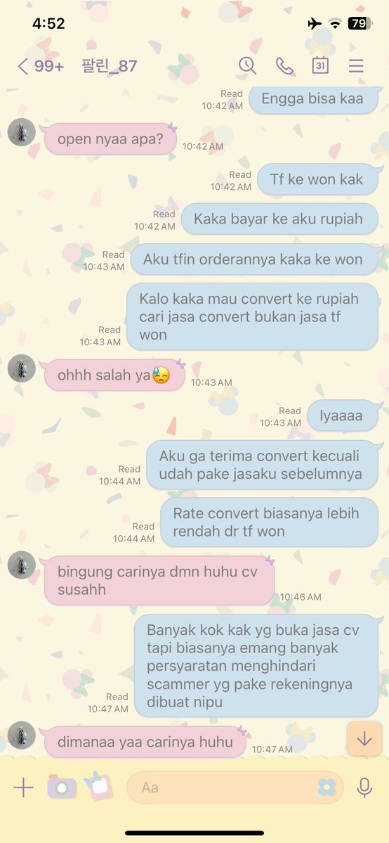 outrofir's tweet photo. Jualannya ala ala selkor, tapi nyari convert won kemana2 dan aku yakin bukan aku aja jasa yang dia chat 🫠🫠

Buat yang punya jasa tf / cv won maupun buyers harap hati-hati ya! https://t.co/BtBWoffja1