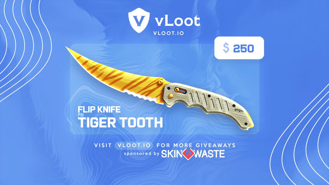 vloot_io's tweet photo. CS2 / CSGO Flip Knife Tiger Tooth Giveaway ($250) 🎉

Visit vLoot to enter within a few seconds and make sure to tag a friend and retweet this to share the giveaway with others 🫶 

Enter here 👉 https://t.co/H9X7D1s85c

Good luck, everyone 🥰 https://t.co/zfnY5eoLYZ