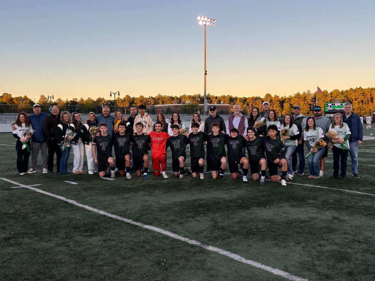 GORAMSathletics's tweet photo. Celebrating Boys Soccer Seniors under the lights vs Hanover tonight! Congratulations and thank you for your leadership and dedication to the program! https://t.co/yEQOW2mZxY