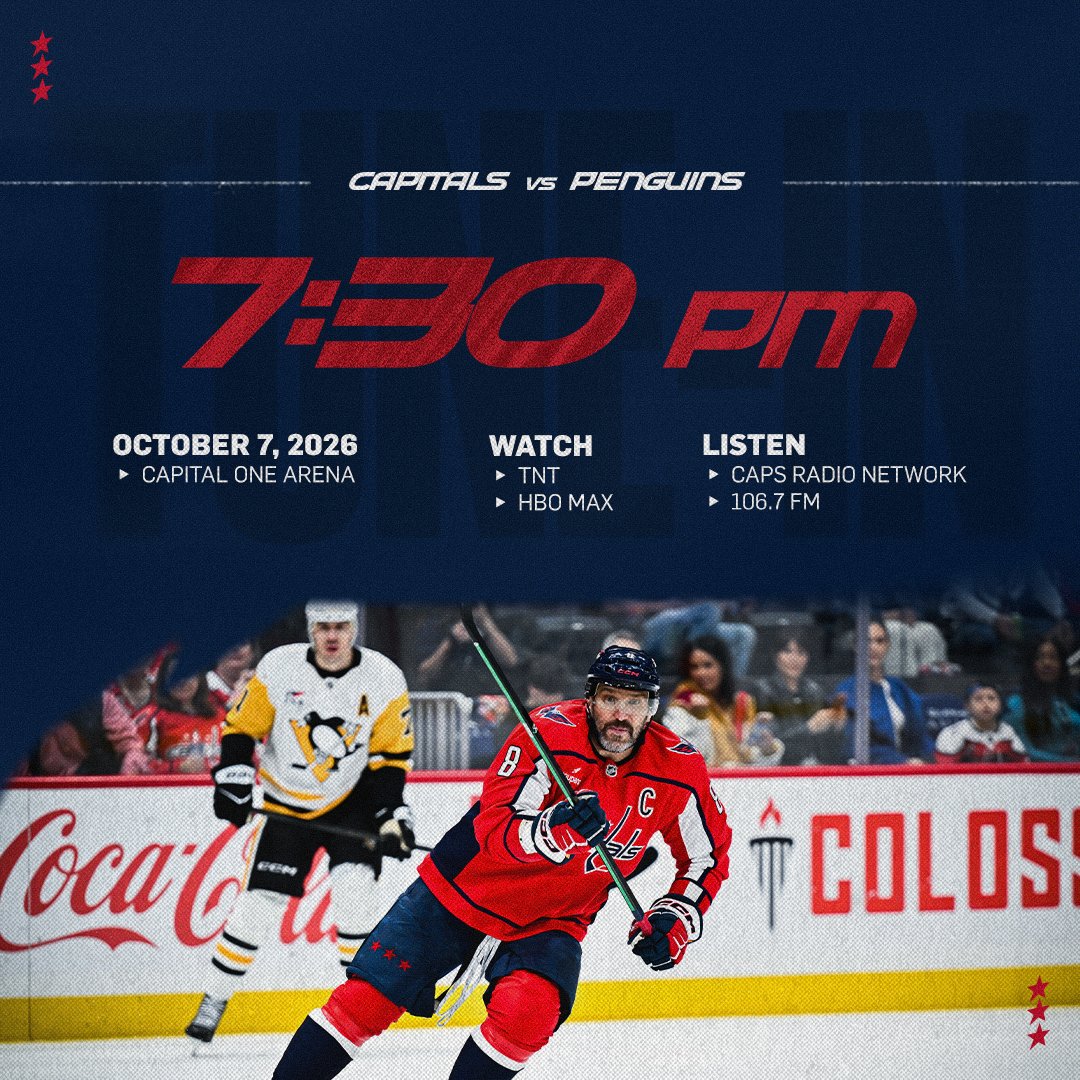Capitals's tweet photo. Tonight. #CapsPens

⏰ 7:30 PM
📺 @NHL_On_TNT 
💻 @hbomax 
📻 @CapitalsRadio
📝 https://t.co/yo4GlaEvOp https://t.co/c1IhmVkrw2