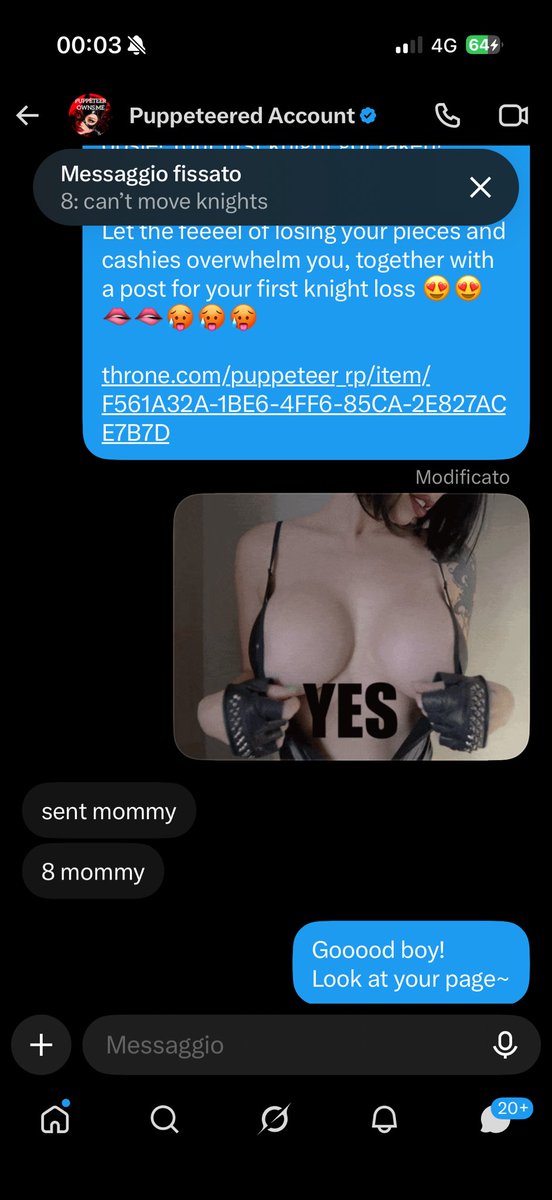 CiaranD364530's tweet photo. We are battling… I have lost the first knight and my account gets fucked harder by @Puppeteer_rp 😵‍💫😵‍💫

The more pieces I lose the more my account gets fucked and the hornier she dumber I get 😵‍💫😵‍💫😵‍💫🥵🥵🥵🥵

#chess #findom #accountplay #passwordplay #wankbattle #paypig #femdom https://t.co/YYz1kmxr4J