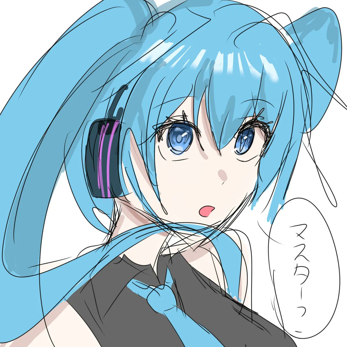 sumoc04's tweet photo. ミクちゃん描いてみた https://t.co/wPMQwlS9gM