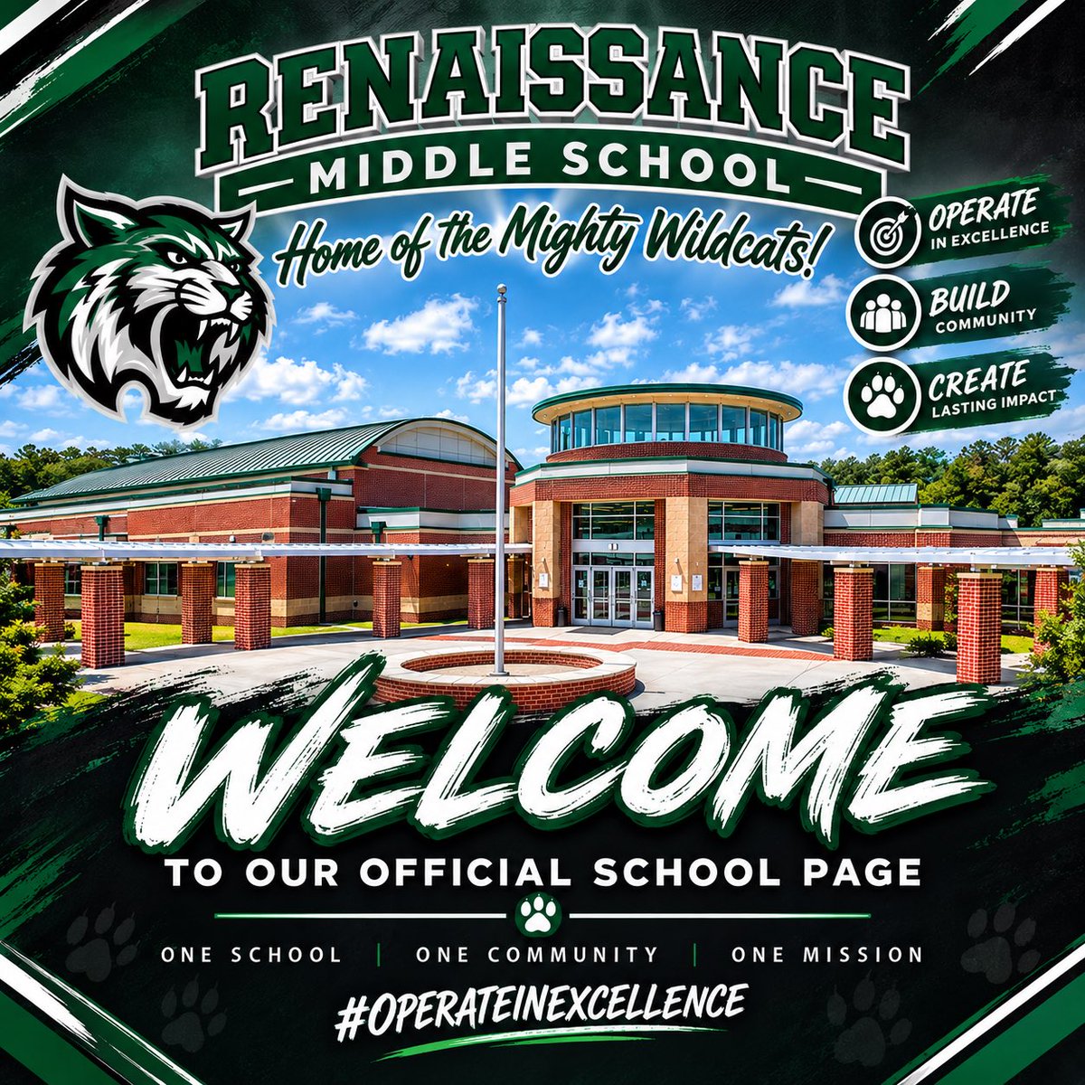 RMSWildcats07_'s tweet photo. Welcome to the Official Renaissance Middle School page! 🐾

Follow us for school news, announcements, student achievements, events, athletics, activities, and everything happening at Renaissance Middle School.

Moving from Good to Great.
📚 #OperateInExcellence https://t.co/jYZqB3ZouR