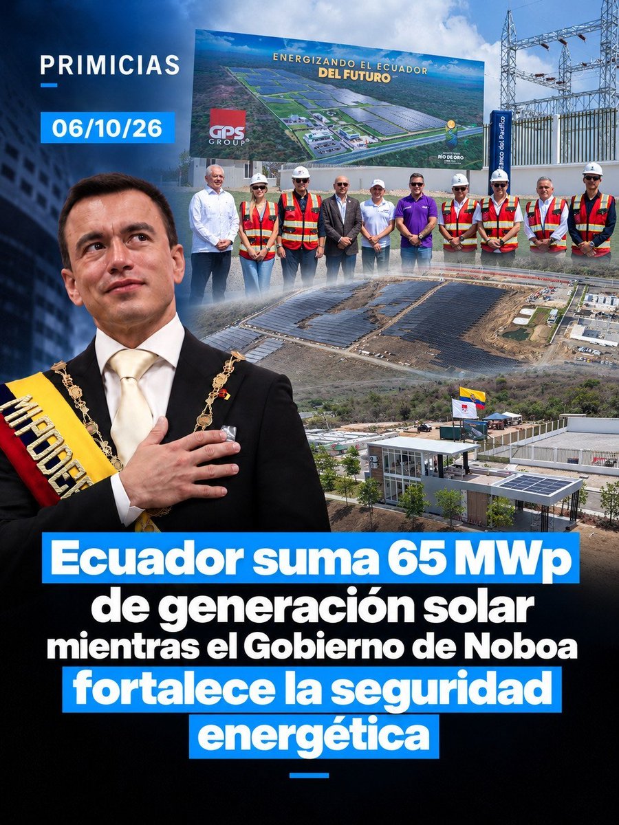 VegaCsarp's tweet photo. @jpjaramillo25 Ver a Río de Oro en funcionamiento es un motivo de orgullo para todos los ecuatorianos. La energía solar es el camino hacia un futuro más limpio. Con @DanielNoboaOk, sigamos adelante. https://t.co/duMSjgFeVU