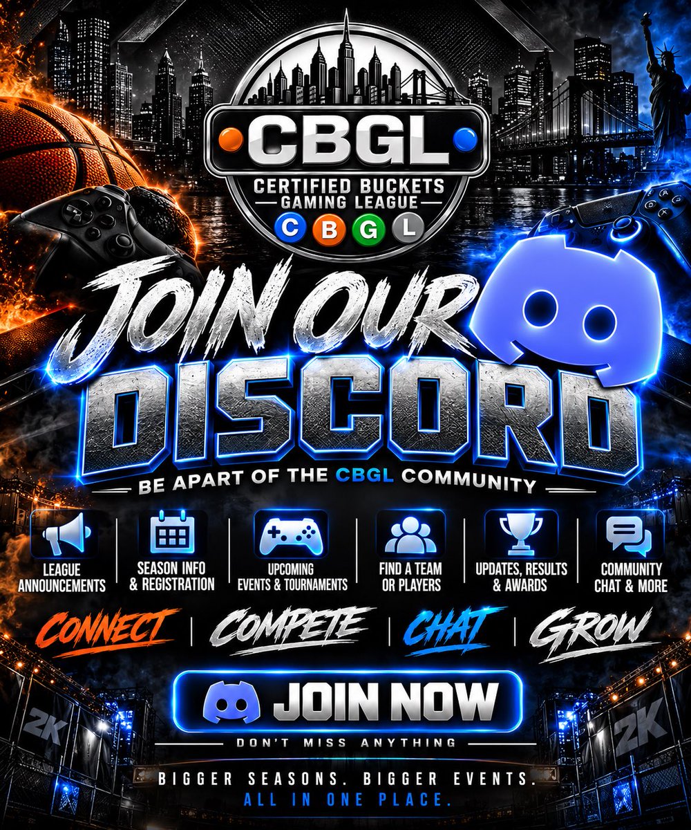 EastCoastCBG2k's tweet photo. 🚨 JOIN THE CBGL COMMUNITY! 🚨

Looking for competitive 2K, future seasons, tournaments &amp; events? 🏀🎮

Join the CBGL Discord and stay locked in for everything coming next! 🔥

🏆 Compete • Connect • Build Your Name

 🔗 https://t.co/cSaOKMwv9D

#nba2k27 #nba2k https://t.co/IOKLDeDmy2