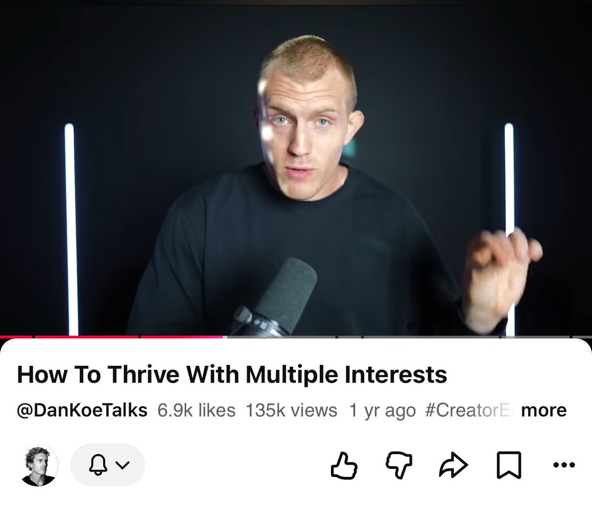 if you have too many interests, this 35 min Dan Koe video will reshape what you do with your curiosity:

>you have 10 interests
>everyone tells you “pick one”
>but specialists get replaced first by AI
>so you keep all 10 anyway
>do nothing with them
>you’re not lazy
>you just have no plan
>plans bring out clarity out of anxiety
>your 10 interests connect
>turns you into a unique combo
>that’s not easily replaceable