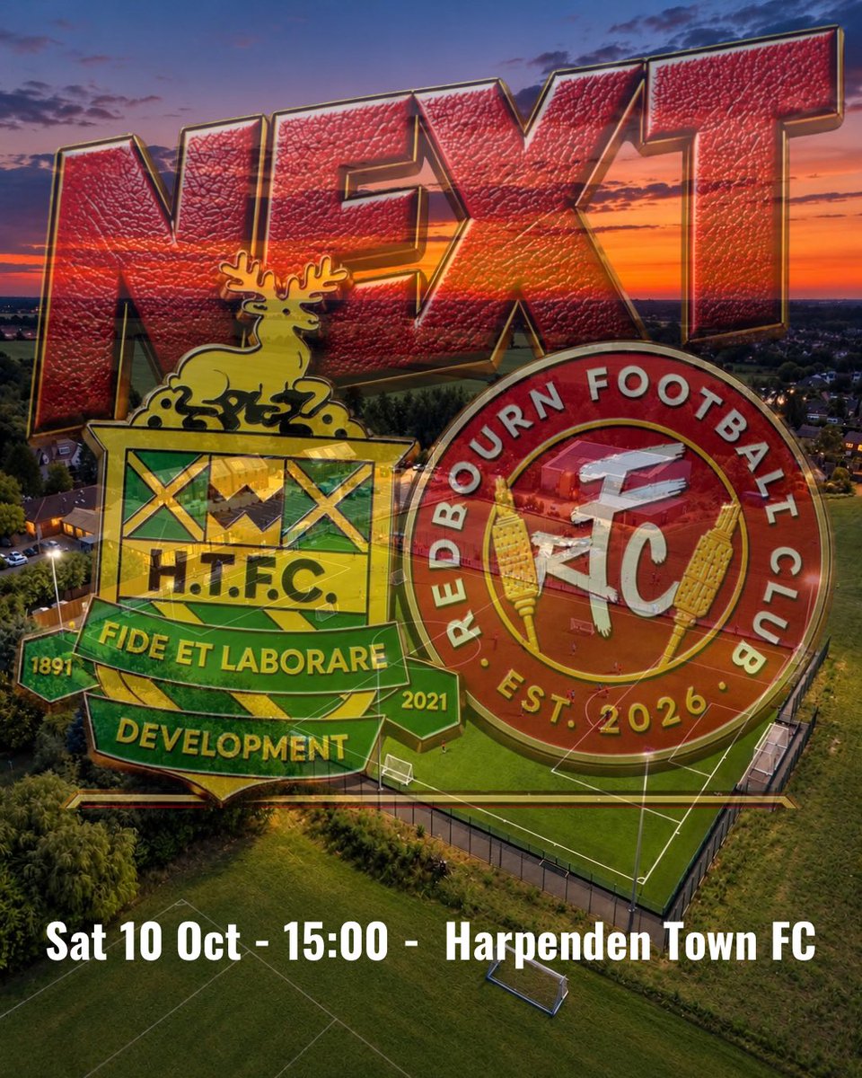 Redbourn_FC's tweet photo. 🔴 ⚫️ Next Up - we have a short journey to play @HTFCDEV the League 
⚽ Harpenden Town Development vs Redbourn FC 
📅 Saturday 10th October 2026
🕑 3:00pm Kick Off 

📍 Amenbury Lane, Harpenden , AL5 2EF https://t.co/WVtUQMcluk