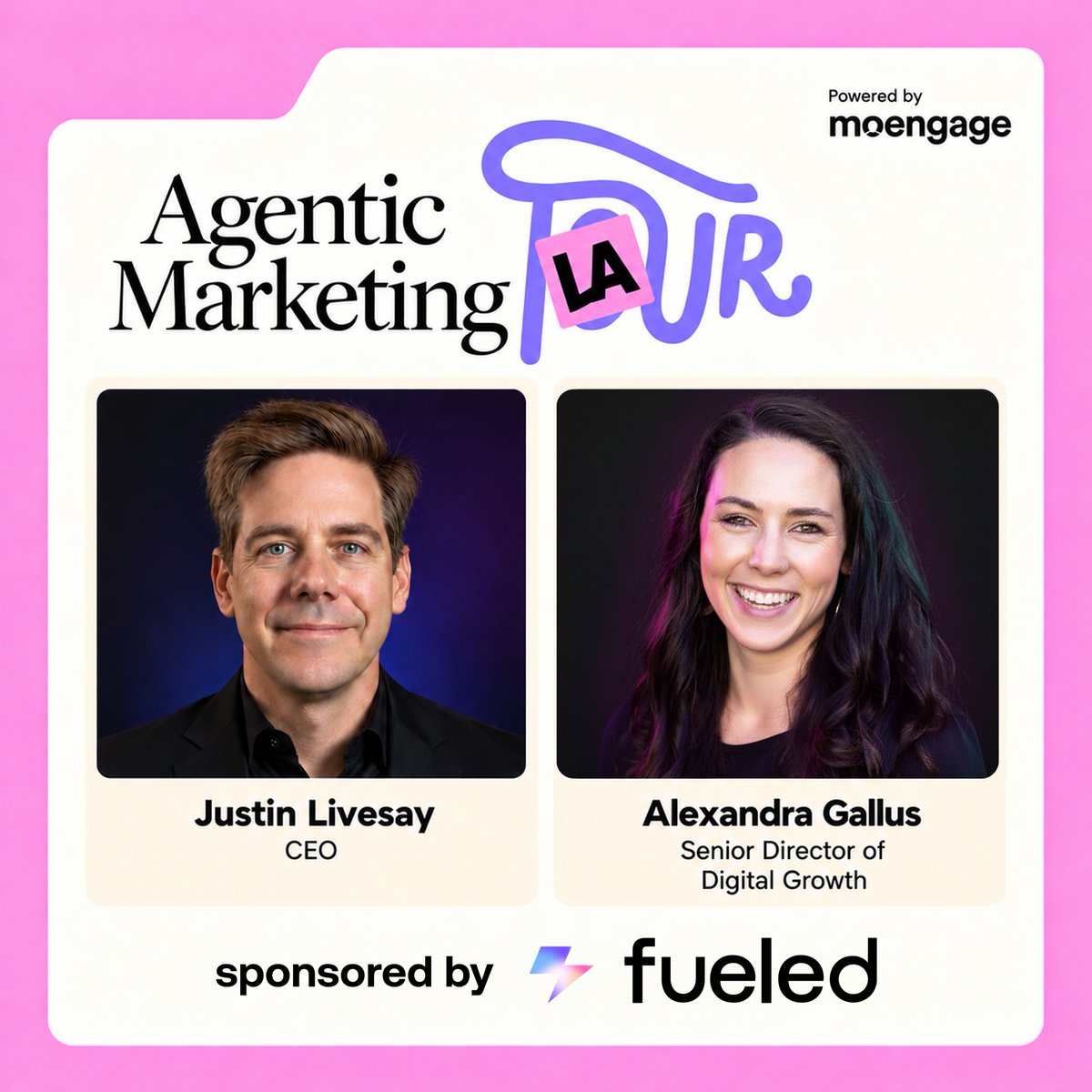 Fueled's tweet photo. Fueled is heading to LA this week as sponsor of @moengage's Agentic Marketing Tour on October 8, with our CEO and Digital Growth Director attending.

Looking forward to connecting. If you’ll be there, say hello!

https://t.co/2mejcB5U1F https://t.co/fwQbrV1diH