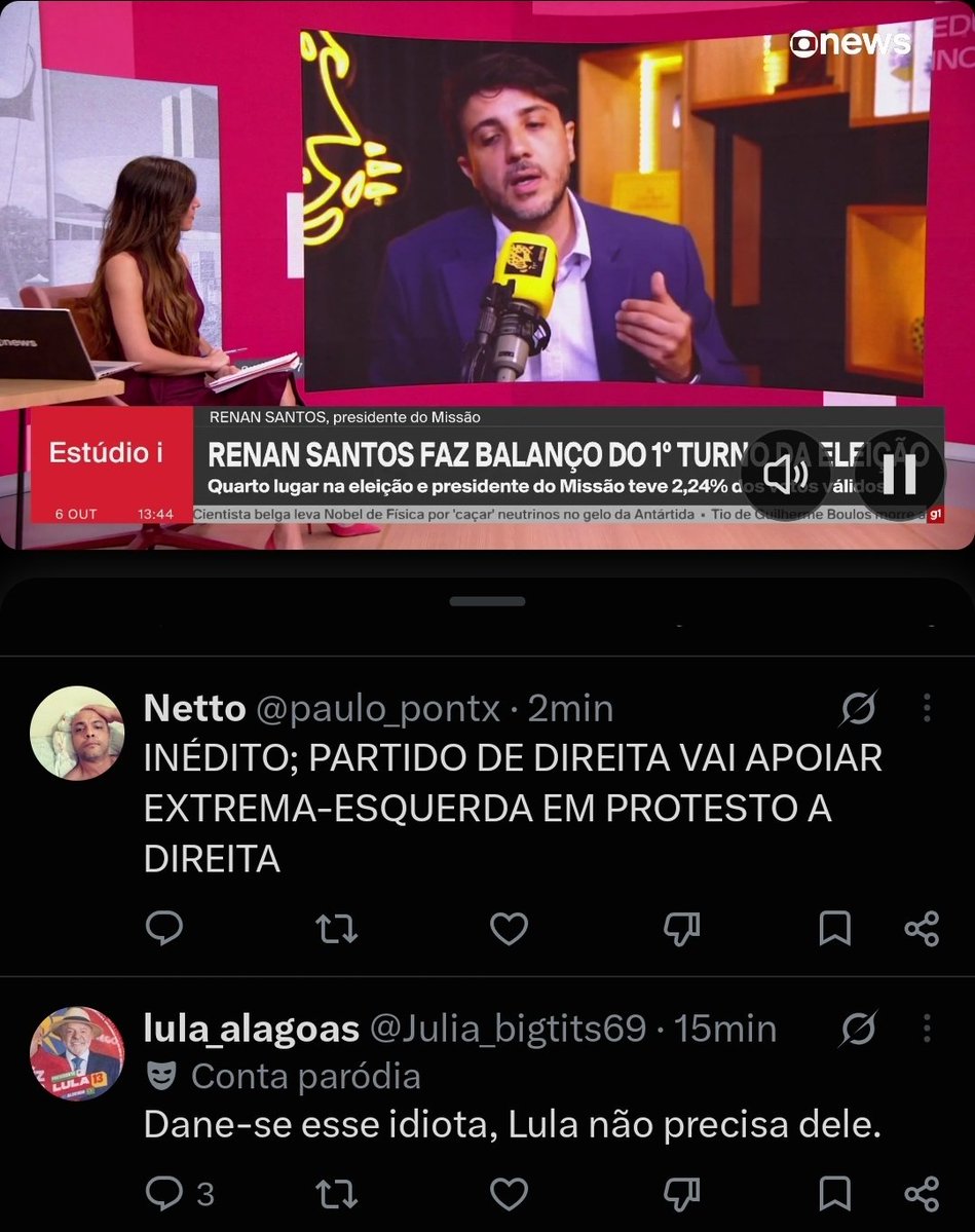 renanpedia's tweet photo. Isso nunca deixa de ser engraçado. Renan falando explicitamente que não apoia Lula e Bolsonaro.

E no mesmo vídeo os bolsonaristas falando que o Renan apoia o Lula. E os petistas falando que ele apoia o Bolsonaro. https://t.co/C9GzlB8QLq