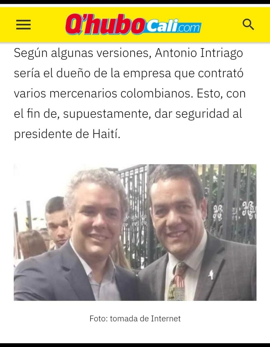 ViziondCiudad's tweet photo. @UltimaHoraCR Sacando de la caja de los recuerdos @UltimaHoraCR
La relación de ADLE e Iván Duque con el empresario TONY INTRIAGO (de extrema derecha) propietario de la agencia con sede en MIAMI qué contrató a los mercenarios qué asesinaron al presidente de Haiti https://t.co/GNnKBcxJ7a