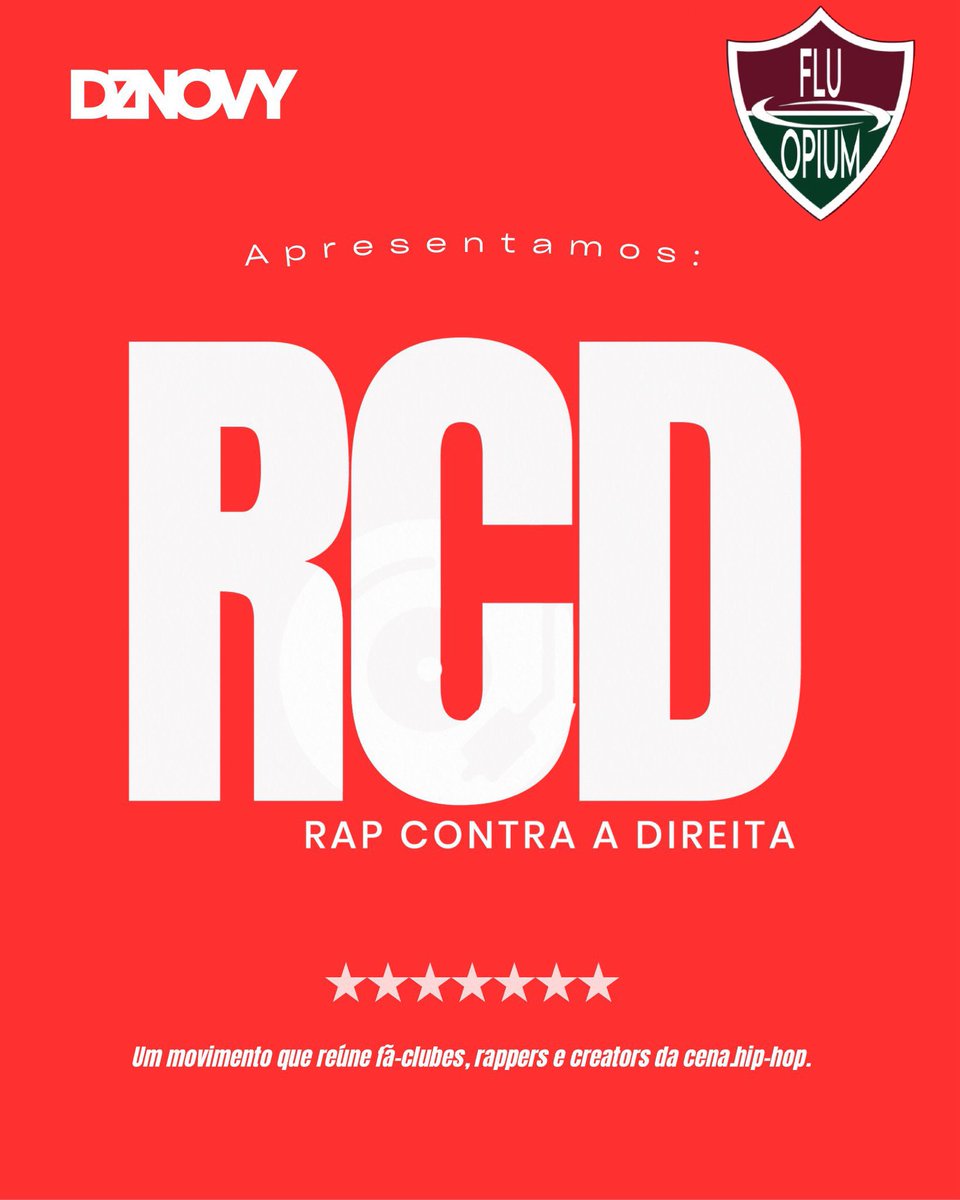 fluopium's tweet photo. RAP CONTRA DIREITA 🚫 — um movimento que reúne fã-clubes, rappers e creators.

Criamos o #RCD com o objetivo de ampliar o debate político dentro da cultura e incentivar o público do rap a exercer seu voto de forma consciente e informada. https://t.co/FWomtMB0HV