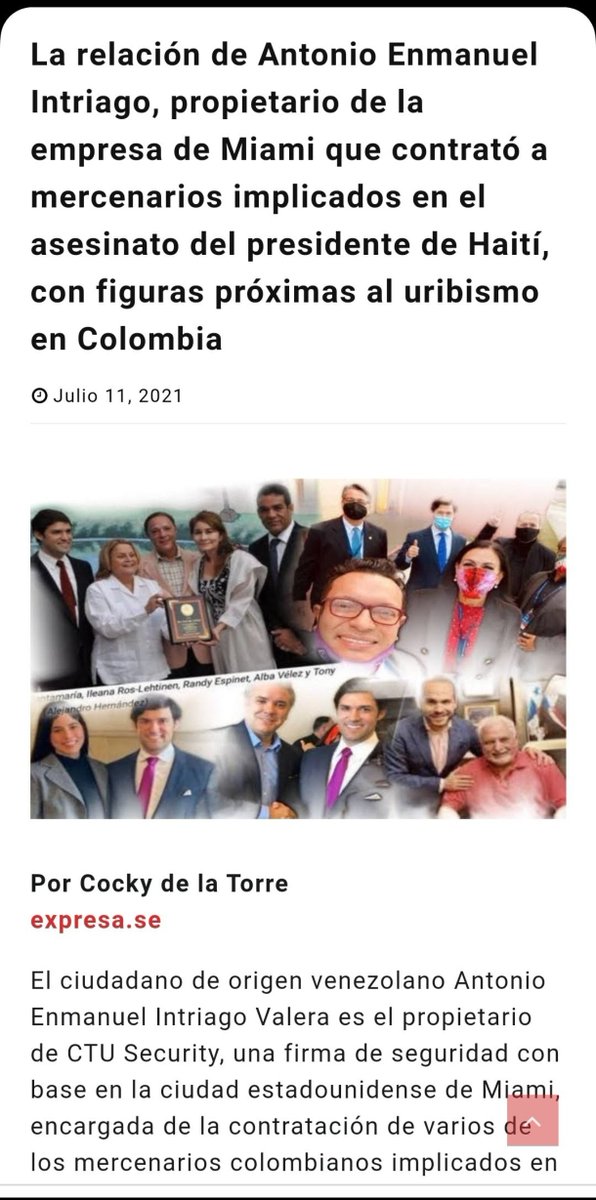 ViziondCiudad's tweet photo. @UltimaHoraCR Sacando de la caja de los recuerdos @UltimaHoraCR
La relación de ADLE e Iván Duque con el empresario TONY INTRIAGO (de extrema derecha) propietario de la agencia con sede en MIAMI qué contrató a los mercenarios qué asesinaron al presidente de Haiti https://t.co/GNnKBcxJ7a