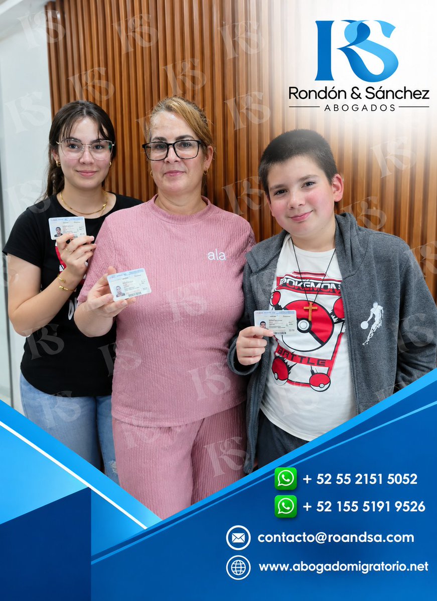 abogadoroandsa's tweet photo. Tu camino en México empieza con la asesoría correcta. Rondón &amp; Sánchez Abogados celebra junto a nuestros clientes la obtención de tarjetas de visitantes por razones humanitarias. WhatsApp: +52 55 2151 5052 📷 contacto@roandsa.com
#tarjetasporrazoneshumanitarias #refugio #COMAR https://t.co/X0GpWQR5sd