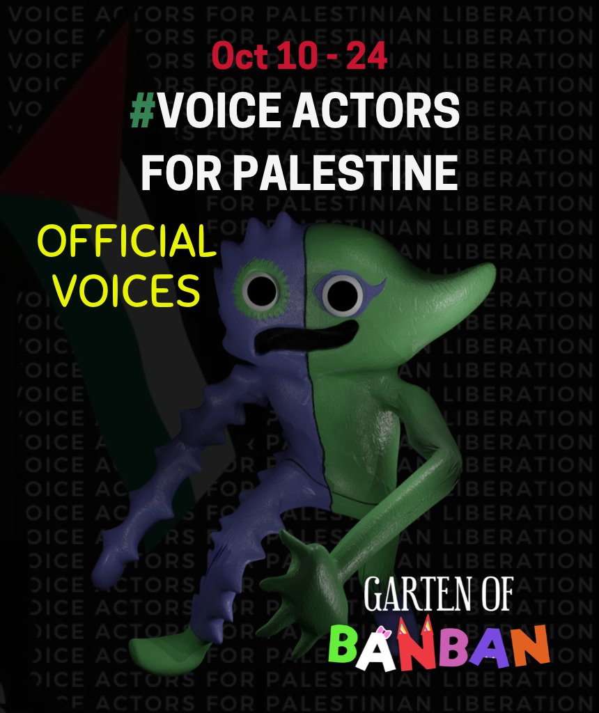 kj_creed's tweet photo. OFFICIAL VOICES SNEAK PEEK #5     

Bittergiggle #GartenofBanban
Robert #SpookyMonth

And many, many more! 5 DAYS until the fundraiser begins!! 🍉       

Sign up as a VA here (CLOSES Oct 9th): https://t.co/ijiDmNglzr

#VoiceActorsforPalestine https://t.co/lpdcBeFRGE
