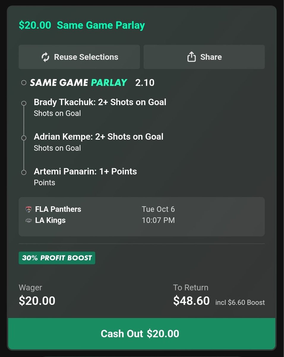 BOBhy623's tweet photo. NHL PARLAY +30% BOOST
FLA @ LAK 🚨

KEMPE 2S⭐️
L17/20 GAMES
L5 GAMES VS FLO

PANARIN 1P⭐️
L15/20 GAMES
L4/5 GAMES VS FLO

BRADY TKACHUK 2S⭐️
L18/20 GAMES
L5 GAMES VS LAK

#NHL #PARLAY #NHLPARLAY #BET #PICK #GAMBLE #NHLBET https://t.co/e4cpRtAe13