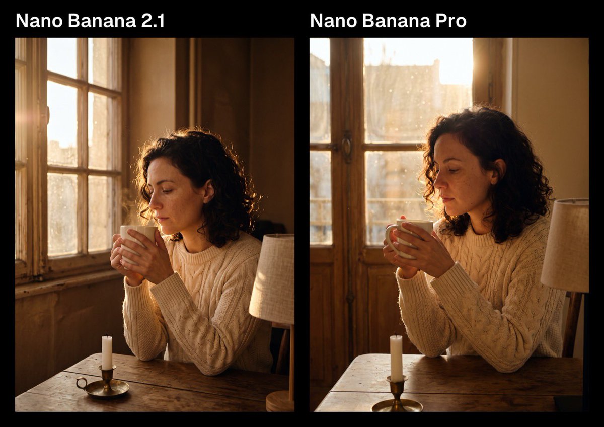 charan_kilari's tweet photo. Nano Banana 2.1 vs Nano Banana Pro

Pro feels a little more natural to me here, while 2.1 brings out the light and texture beautifully.

Which one do you prefer? https://t.co/KVu5nccngt