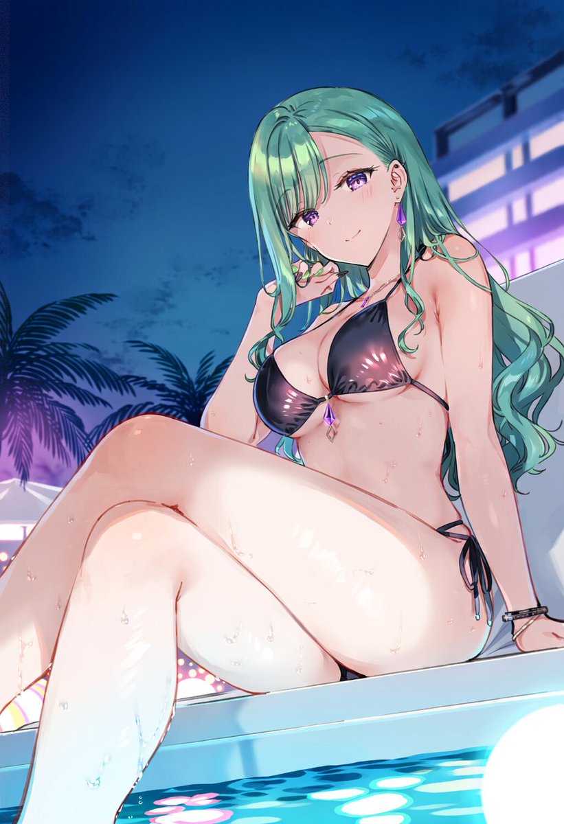 SamezameRe's tweet photo. ナイトプールシチュ　八雲べに
SFW #AIイラスト #AIart #ぶいすぽっ https://t.co/EM651V6uQG