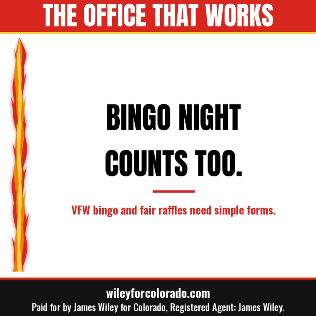 redflameliberty's tweet photo. Bingo night counts too. The SoS licenses VFW bingo and fair raffles. Volunteers deserve simple forms and friendly answers. #BoringOffice
https://t.co/oXvL4EvqOr
Paid for by James Wiley for Colorado, Registered Agent: James Wiley. https://t.co/YhiVIHOvX0