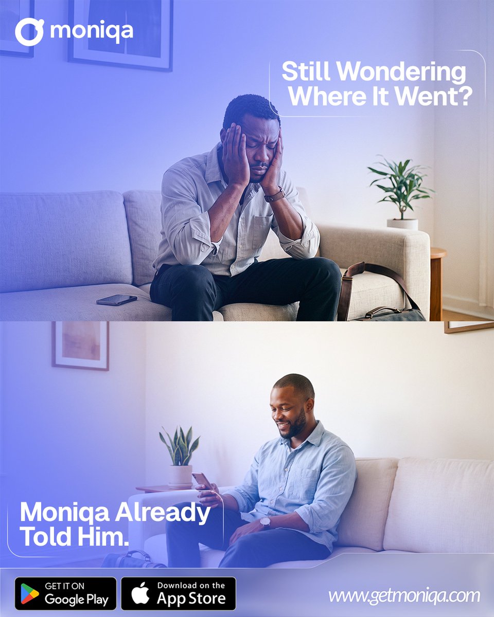 getmoniqa's tweet photo. Still wondering where your money went? 🤷🏾‍♂️
 Moniqa already told him. Get instant financial clarity today.

#moniqa #fintech #expensetracker #moneymanagement https://t.co/CUsWcDU1Tb