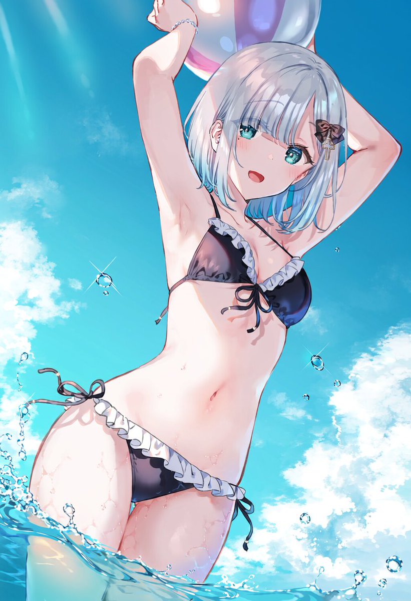 SamezameRe's tweet photo. 花芽すみれ　ビーチボール持ってきたから遊ぼっ!
SFW #AIイラスト #AIart #ぶいすぽっ https://t.co/KTAoVyypuq